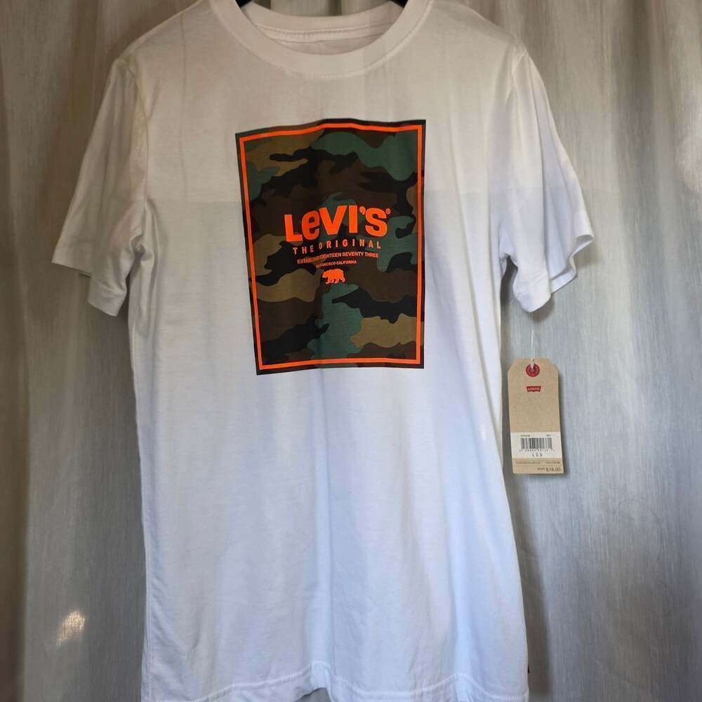 New Levi's The Original Camouflage Graphic Tee White Large
